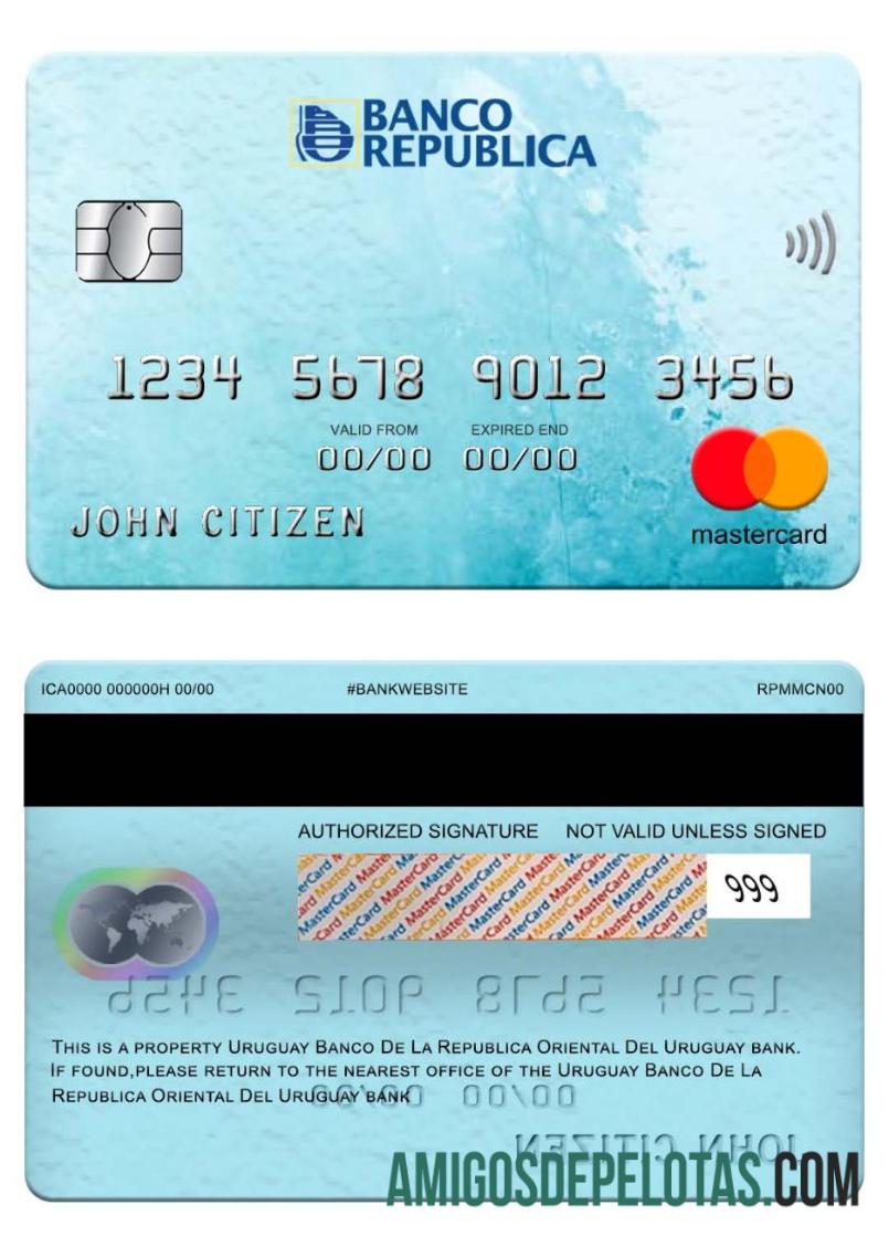 Uruguai Banco De La Republica Oriental Del Uruguay Bank Mastercard exemplo